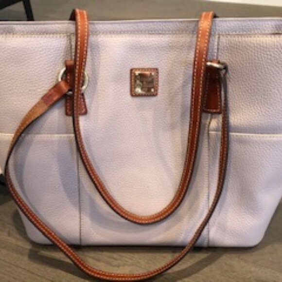 Dooney & Bourke Neutral Pebble Leather Shoulder Tote Bag Lt Grey/Mauve Hue OS - Picture 3 of 6